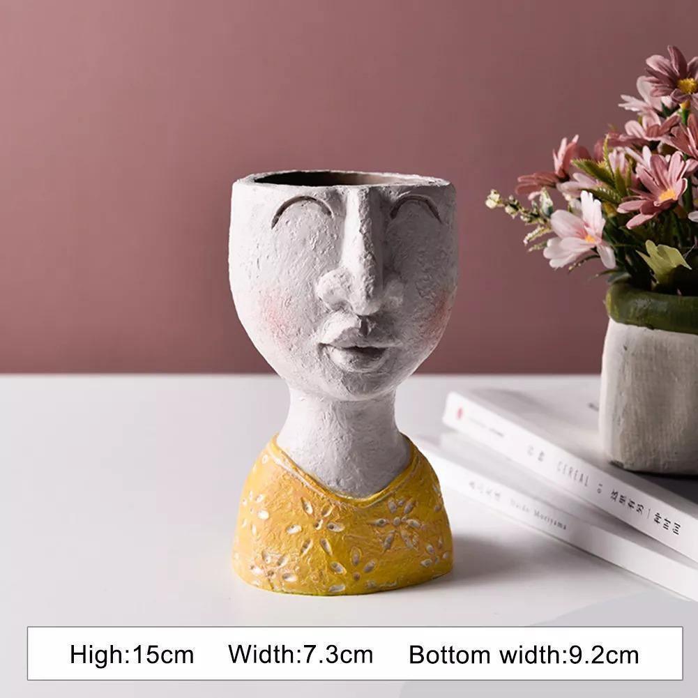 Caricature Portrait Face Figurine Sculpture Planter