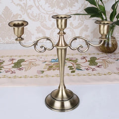 Metal Gold/Bronze Plated Candle Holder Retro 3-Arms