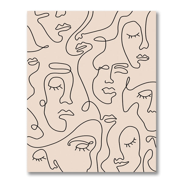 Abstract Woman Face One Line Drawing Poster